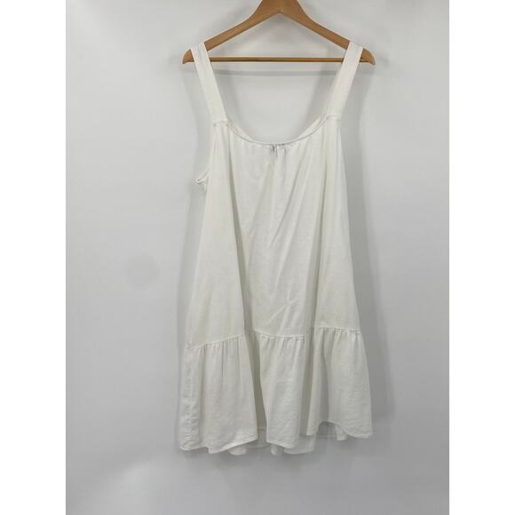 J Crew Linen Sundress Drop Waist Ruffle Hem Sleeveless Mini White Womens size 18 - Picture 5 of 8